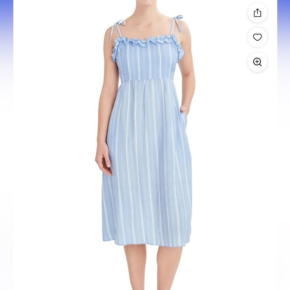 BCBG Light Blue and White Midi Dress